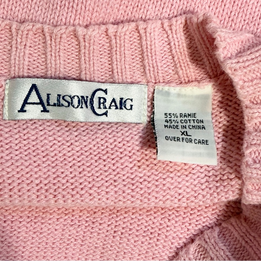 VINTAGE 90s Easter bunny knit sweater cardigan sleeveless vest spring pastel - Picture 9 of 13